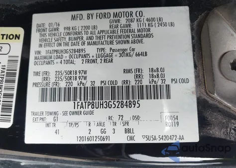 2016 Ford Mustang Ecoboost Premium from USA, damaged, VIN 1FATP8UH3G5284895